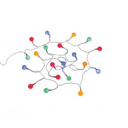20 LED lights with a brightness of 50 Lumens that are powered by either USB or 3 x AA batteries. The light string is 285 cm long