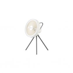 Een lichte, oplaadbare ventilator met krachtige luchtcirculatie, helder LED-licht en meerdere plaatsingsmogelijkheden.