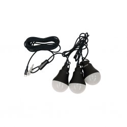 USB-/netstroom gevoede tentlamp met dimmer, geschikt om aan de muur of het plafond te hangen.