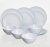 Tableware for camping for four people in Melamin with a silicone ring underneath so as not to slip or rattle.