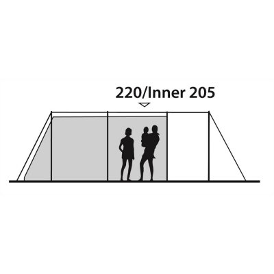 Takhöjs the living room and the sleeping cabin family tent Outwell Alabama 7P.