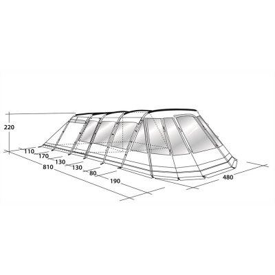 Dimensional drawing Outwell Vermont XLP Family Tent