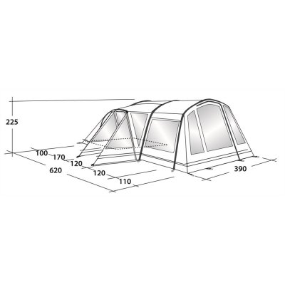 Dimensional drawing of Montana 6AC Family Tent