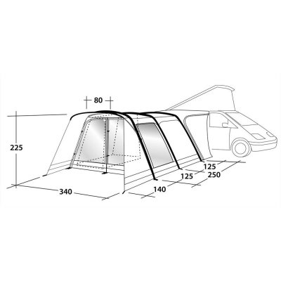 Måttskiss Outwell Scenic Road 250SA Biltält