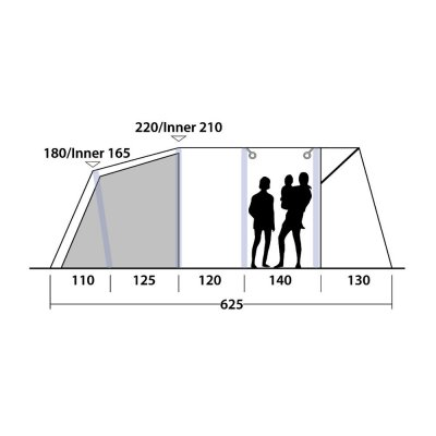 Height sketch of the family tent Outwell Avondale 5PA