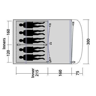 Floorplan for Outwell Lindale 5PA Tent
