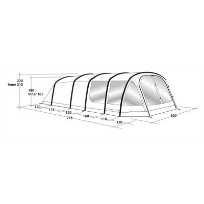 Dimensional drawing for Outwell Knightdale 7A Family Tent