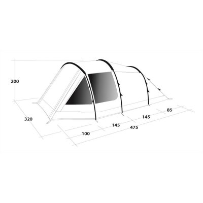 Dimensional drawing for Outwell Dash 5 Camping Tent for 5 people.
