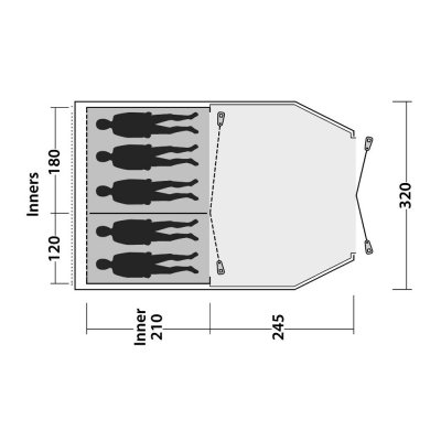 Plan for Outwell Dash 5 Camping Tent for 5 people.