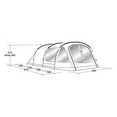 Dimensional sketch of the Outwell Nevada 5P family tent.
