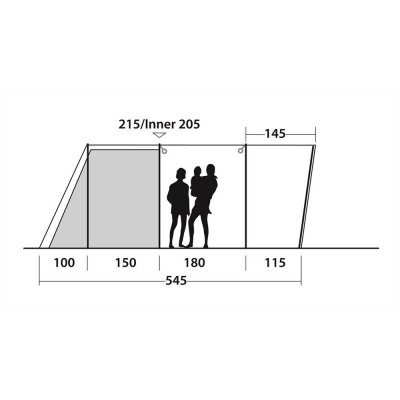 Height sketch of Outwell Rockland 5P family tent