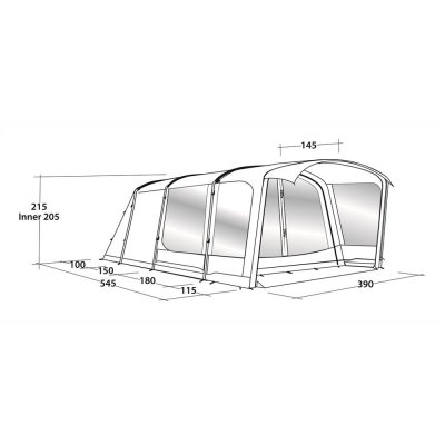 Dimensional sketch Outwell Rockland 5P family tent