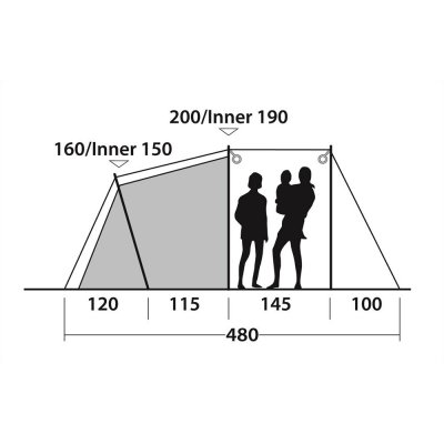 Ceiling height for Outwell Dayton 4 2020 family tent.