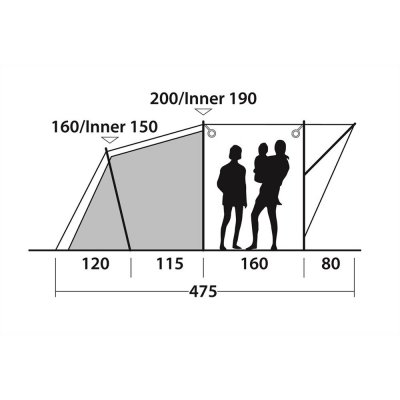 Height sketch of Outwell Franklin 5 Family Tent 2020