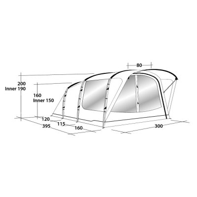 Dimensional sketch Outwell Franklin 5 Family Tent 2020