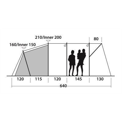 Height sketch of Outwell Willwood 5 Family Tent 2020