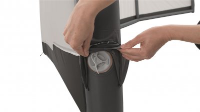 A valve for both pumping and emptying the frame of the Outwell Wind Protection Air.