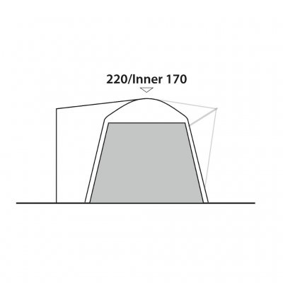 Height measurements for the sleeping cabin in the car tent.