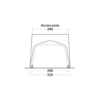 Dimensional sketch Outwell Parkville 200SA Tall Motorhome tent.