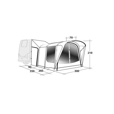 Dimensional sketch Outwell Newburg 260 Air RV tent 270 - 300 cm