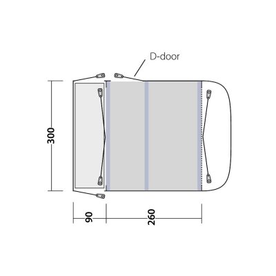 Floor plan Outwell Newburg 260 Air RV tent 270 - 300 cm