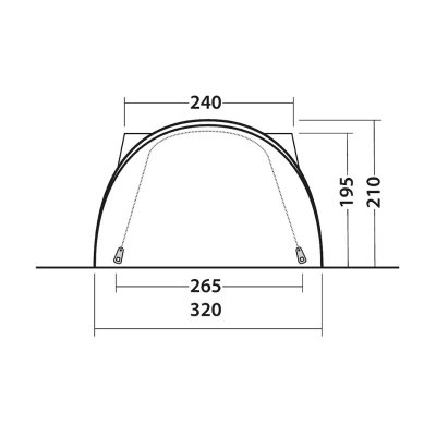Dimensions for connection to the car for Outwell Lakecrest