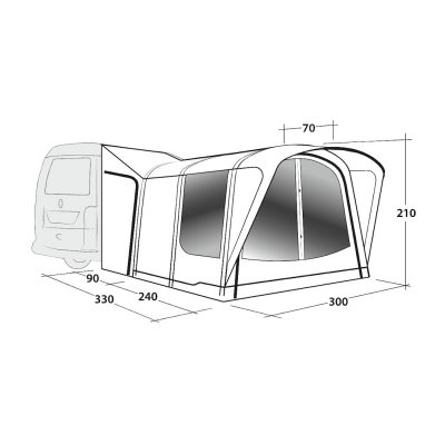 Outwell Newburg 240 Air Motorhome tent 240-270 cm dimension sketch