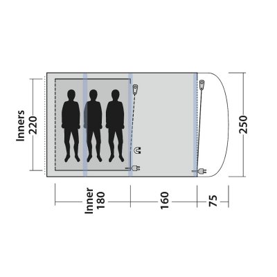 Floorplan for Outwell Lindale 3PA tent