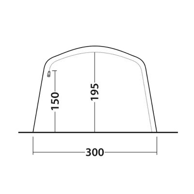 Dimensions for the door in the Outwell Lindale 5PA tent.