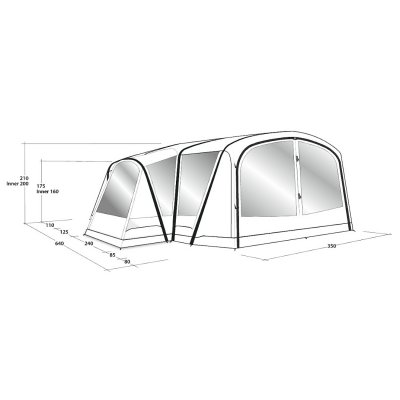 Dimensions for Outwell Oakdale 5PA tent