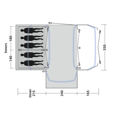 Floorplan Outwell Oakdale 5PA Family Tent