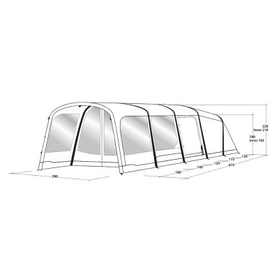 Dimensional drawing of the family tent Outwell Birchdale 6PA