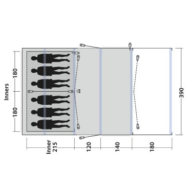 Plan for the family tent Outwell Birchdale 6PA