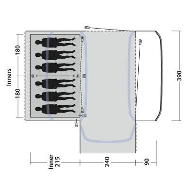 Floorplan Outwell Hartsdale 6PA Family Tent