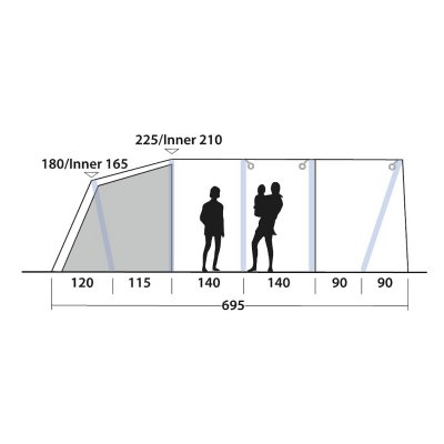 Height Outwell Sundale 7PA family tent