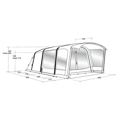 Dimensions for Outwell Roseville 6SA tent