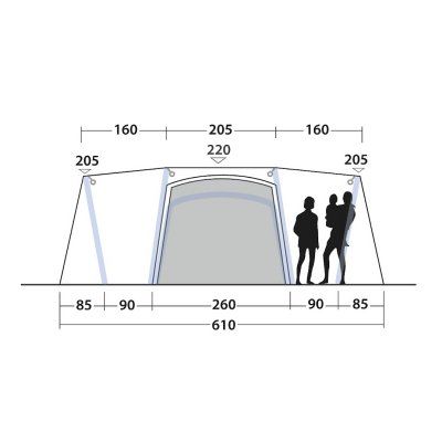 Height sketch for Outwell Grandville 8SA family tent.