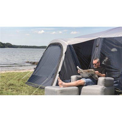 A bay window with a door at the back of the tent provides extra views and the opportunity to ventilate the tent.