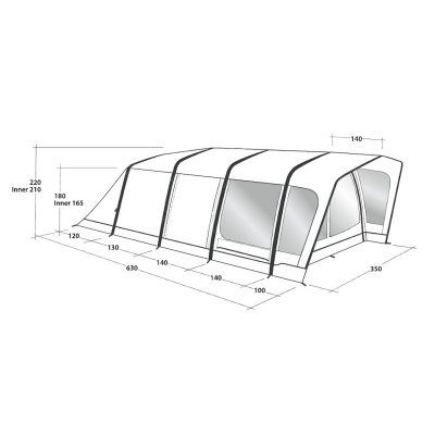 Dimensions for Outwell Hayward Lake 5ATC family tent.