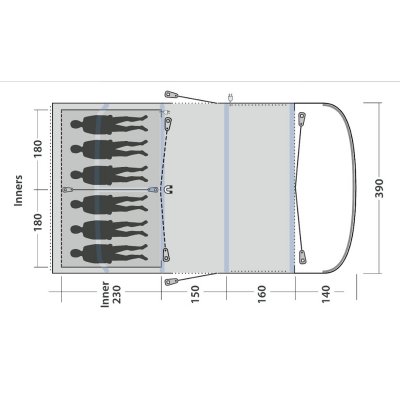 Plan for Outwell Hayward Lake 6ATC family tent.