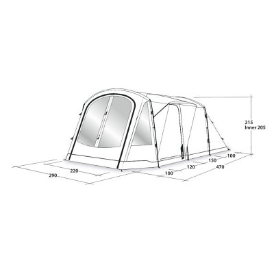 Dimensions for the Outwell Nevada 4P family tent.