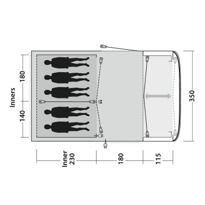 Floorplan Outwell Rockland 5P family tent