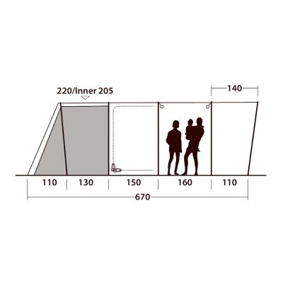 Heights for the family tent Outwell Colorado 6PE.