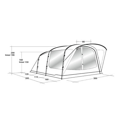 Dimensional sketch Outwell Oakwood 5 tent