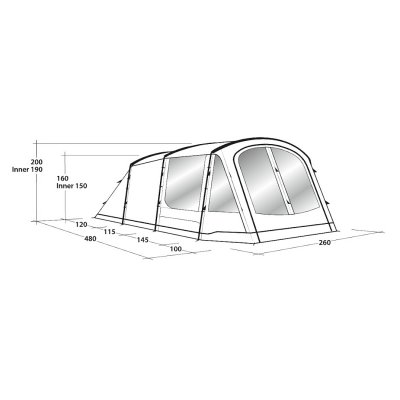 Dimensions for Outwell Springwood 4 tent.
