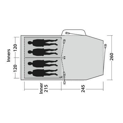 Floor plan for the Outwell Springwood 4 tent.