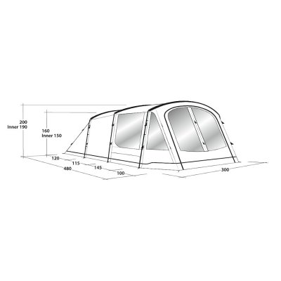 Dimensional sketch for Outwell Springwood 5 tent.