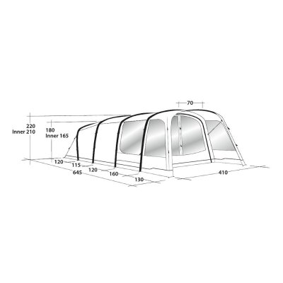 Dimensional drawing of the family tent Outwell Avondale 6PA