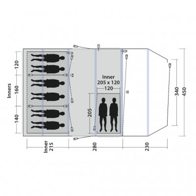 Floorplan for Outwell Queensdale 8PA family tent