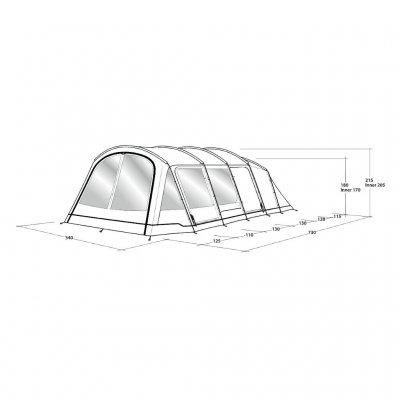 Dimensional drawing for Outwell Yosemite Lake 5TC family tent.